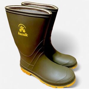 Kamik Olive and Mustard Rain Boots